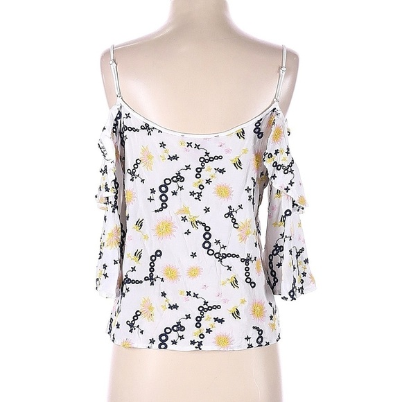 Sak's Fifth Avenue 3/4 sleeve cold shoulder floral blouse small - Picture 2 of 2